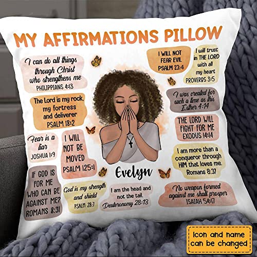 Personalized Christian Affirmations Pillow, Home Decorative Throw Pillow, Bible Verses Inspirational Quotes Pillow for Girls Women, Bedroom Nursery Sofa Couch Decor Gifts