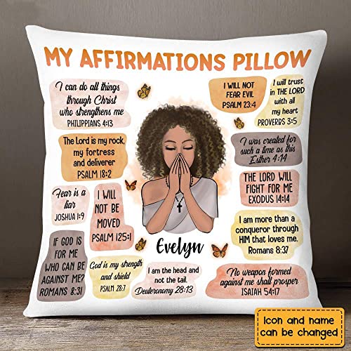 Personalized Christian Affirmations Pillow, Home Decorative Throw Pillow, Bible Verses Inspirational Quotes Pillow for Girls Women, Bedroom Nursery Sofa Couch Decor Gifts