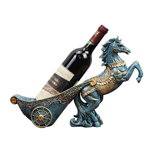 ZYZMH European Style Light Creative Horse-Drawn Cart Wine Rack Decorations Living Room TV Cabinet Wine Cabinet Handmade Resin Gift Decoration