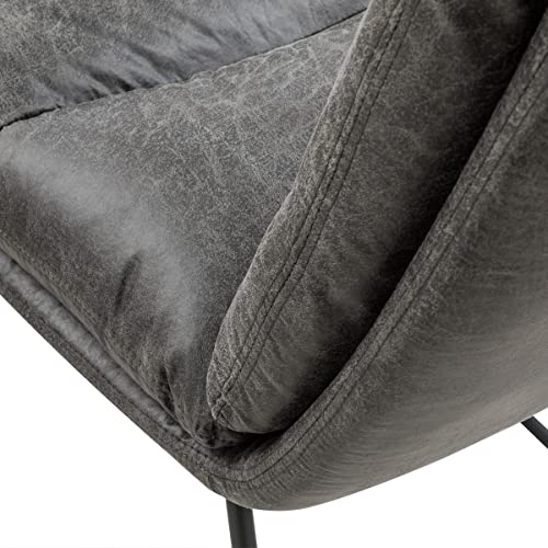 FurnitureR 2PCS Modern Luxury Comfortable Vintage Suede Faux Leather Upholstered Seat Armless Side Sturdy Metal Legs Living Room Dining Chair, Grey