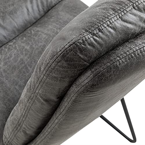 FurnitureR 2PCS Modern Luxury Comfortable Vintage Suede Faux Leather Upholstered Seat Armless Side Sturdy Metal Legs Living Room Dining Chair, Grey