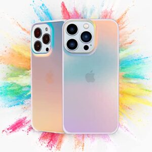 dosanlues holographic iridescent phone case for iphone 12 pro max, [10ft drop protection] translucent matte hard pc back with soft silicone edge slim protective for iphone 12 pro max case 6.7"