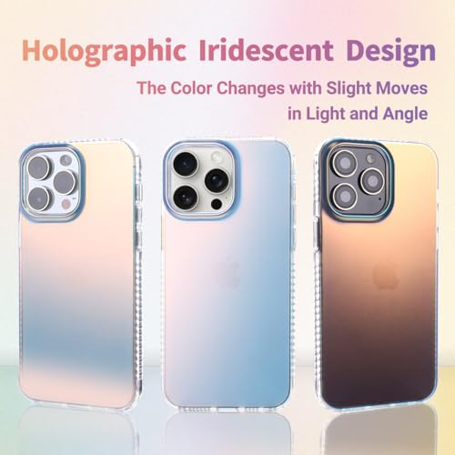 Dosanlues Holographic Iridescent Phone case for iPhone 12 Pro Max, [10FT Drop Protection] Translucent Matte Hard PC Back with Soft Silicone Edge Slim Protective for iPhone 12 Pro Max Case 6.7"