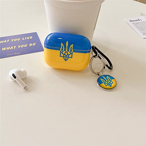 Compatible Airpod pro 2 Generation Protective Cover, Ukraine Cool Skin Design, 3D Cute Style Skin, Silicone Keychain Accessories Protective Cover for Men and Women Airpod pro 2 case (Flag of Ukraine)