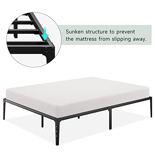 Alkmaar Full Size Bed Frame, 14 Inch Black Metal Full Bed Frame, No Box Spring Needed, Noise Free, Full Size Platform Bed Frame