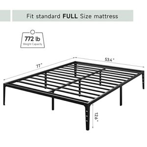 Alkmaar Full Size Bed Frame, 14 Inch Black Metal Full Bed Frame, No Box Spring Needed, Noise Free, Full Size Platform Bed Frame