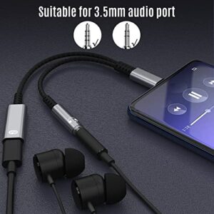 TOPUONE USB C to 3.5mm Headphone and Charger Adapter, 2 in 1 Type C to Aux Audio Jack with PD Fast Aux Adapter Compatible with Pixel 3 4 5 XL, Galaxy S20 S21 S22 S23 Ultra,Note 20 10, Ipad Pro