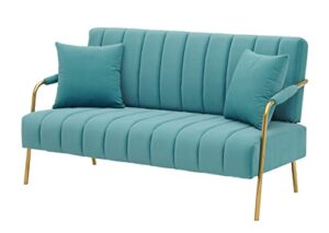 loveseat modern 2 seater sofa comfortable australian cashmere fabric sofa with two throw pillows blue (blue)