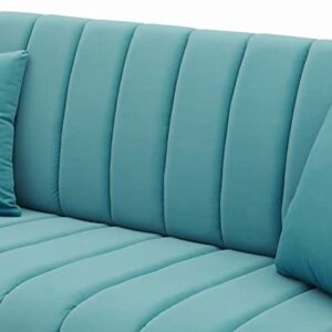 Loveseat Modern 2 Seater Sofa Comfortable Australian Cashmere Fabric Sofa with Two Throw Pillows Blue (Blue)