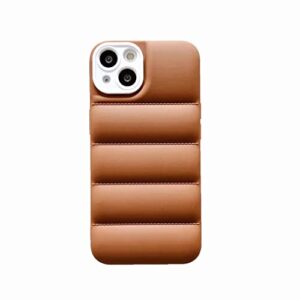 case for iphone 14 pro,luxury down jacket design soft unzip sofa silicone puffer touch cloth full portection shockproof girls women phone case for iphone 14 pro,6.1 inch 2022 (brown)