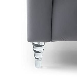RORA&YANEAR Button Pull Sofa/Tufted Fabric Sofa/Transparent Acrylic Base Sofa(Grey)