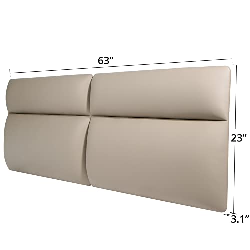 SunsGrove Wall Mount Faux Leather Headboard for Queen Size Bed, Modern Style Upholstered Headboard, Adjust Height Freely, Easy to Assemble (Nature, Queen)