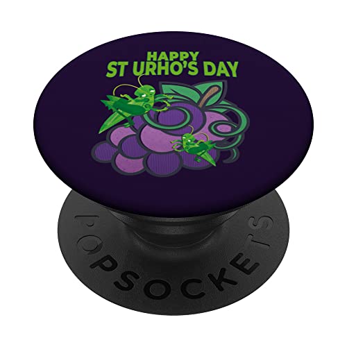 Happy St Urhos Day Grasshopper Grapes Vineyard Graphic Gift PopSockets Swappable PopGrip