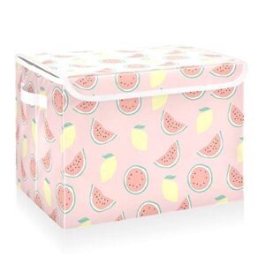 cataku watermelon lemon storage bins with lids fabric large storage container cube basket with handle decorative storage boxes for organizing clothes shelves