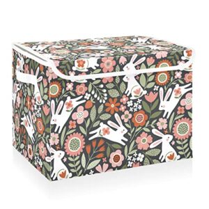 cataku woodland rabbits storage bins with lids fabric large storage container cube basket with handle decorative storage boxes for organizing clothes shelves