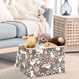 CaTaKu Woodland Rabbits Storage Bins with Lids Fabric Large Storage Container Cube Basket with Handle Decorative Storage Boxes for Organizing Clothes Shelves