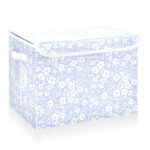 cataku purple small floral storage bins with lids fabric large storage container cube basket with handle decorative storage boxes for organizing clothes shelves