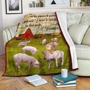 so god made a farmer pig blanket plush throw minky sherpa blanket personalized blanket gift for family