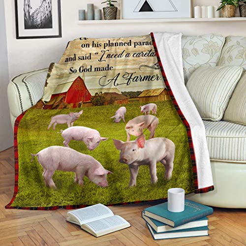 So God Made A Farmer Pig Blanket Plush Throw Minky Sherpa Blanket Personalized Blanket Gift for Family