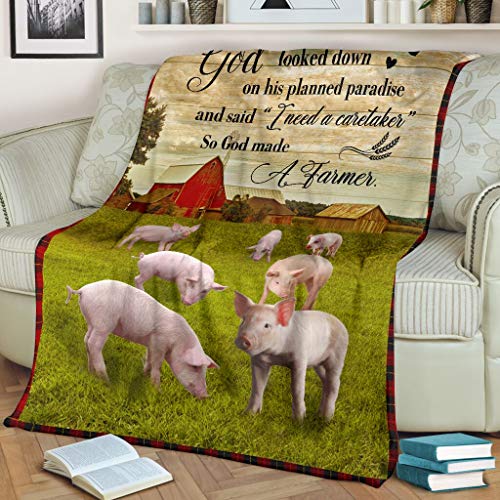 So God Made A Farmer Pig Blanket Plush Throw Minky Sherpa Blanket Personalized Blanket Gift for Family