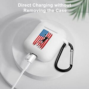 American Flag Basketball Silicone AirPods Case Protective Cover Compatible with AirPods 2 & 1 with Keychain