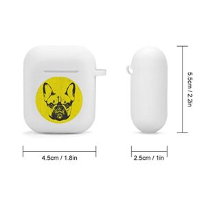 Portrait of French Bulldog Silicone AirPods Case Protective Cover Compatible with AirPods 2 & 1 with Keychain