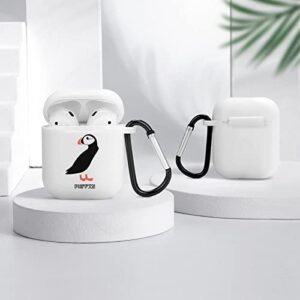 Cute Puffin Bird Silicone AirPods Case Protective Cover Compatible with AirPods 2 & 1 with Keychain