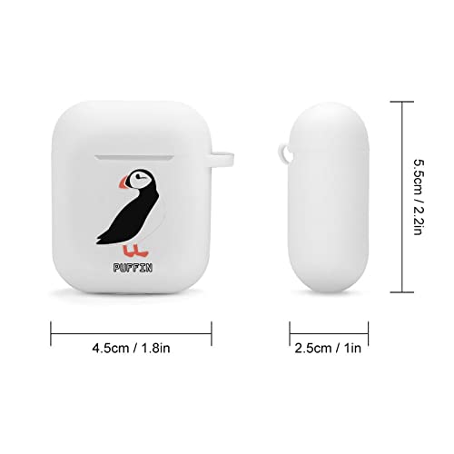 Cute Puffin Bird Silicone AirPods Case Protective Cover Compatible with AirPods 2 & 1 with Keychain