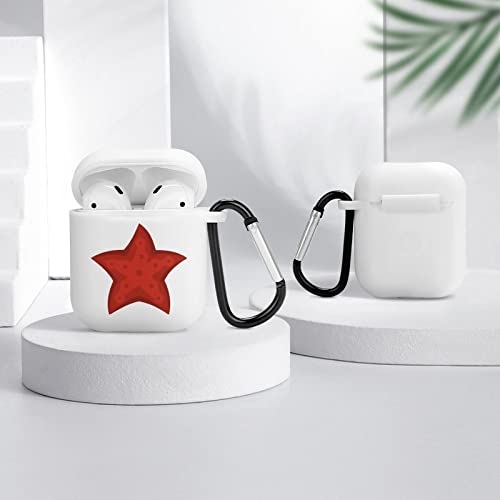 Red Starfish Silicone AirPods Case Protective Cover Compatible with AirPods 2 & 1 with Keychain