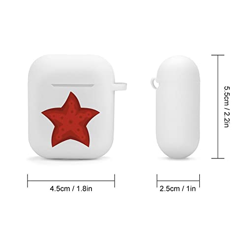 Red Starfish Silicone AirPods Case Protective Cover Compatible with AirPods 2 & 1 with Keychain