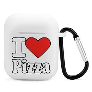 i love pizza silicone airpods case protective cover compatible with airpods 2 & 1 with keychain