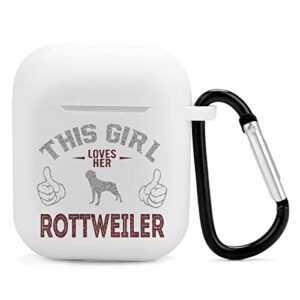 this girl love rottweiler silicone airpods case protective cover compatible with airpods 2 & 1 with keychain