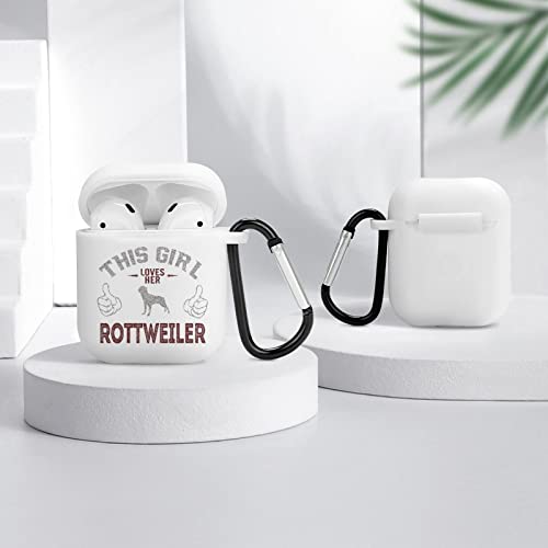 This Girl Love Rottweiler Silicone AirPods Case Protective Cover Compatible with AirPods 2 & 1 with Keychain