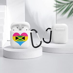 Pansexual Heart Flag Jamaica Silicone AirPods Case Protective Cover Compatible with AirPods 2 & 1 with Keychain