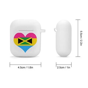 Pansexual Heart Flag Jamaica Silicone AirPods Case Protective Cover Compatible with AirPods 2 & 1 with Keychain