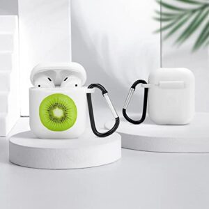 Fresh Kiwi Fruits Silicone AirPods Case Protective Cover Compatible with AirPods 2 & 1 with Keychain