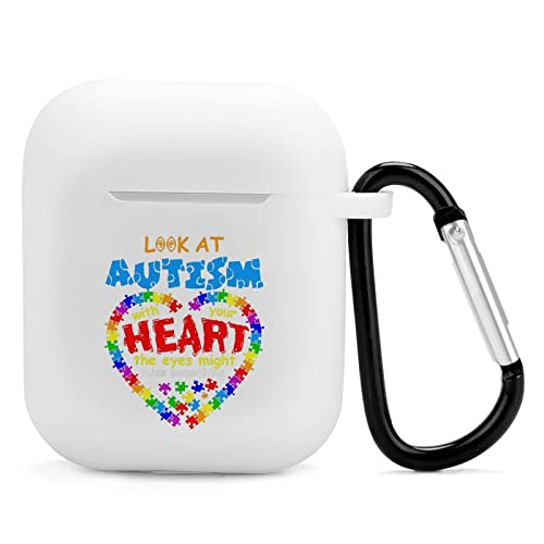 Autism Awareness Silicone AirPods Case Protective Cover Compatible with AirPods 2 & 1 with Keychain