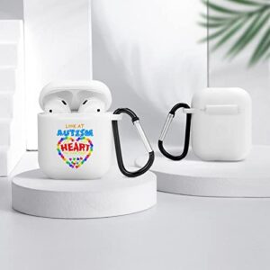 Autism Awareness Silicone AirPods Case Protective Cover Compatible with AirPods 2 & 1 with Keychain