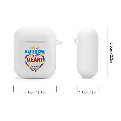 Autism Awareness Silicone AirPods Case Protective Cover Compatible with AirPods 2 & 1 with Keychain