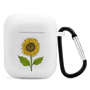 sunflower silicone airpods case protective cover compatible with airpods 2 & 1 with keychain