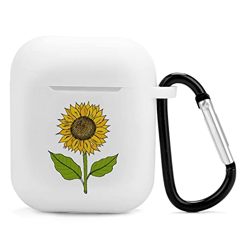 Sunflower Silicone AirPods Case Protective Cover Compatible with AirPods 2 & 1 with Keychain