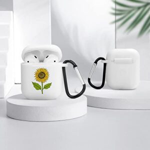 Sunflower Silicone AirPods Case Protective Cover Compatible with AirPods 2 & 1 with Keychain