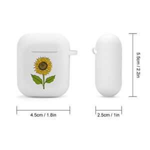 Sunflower Silicone AirPods Case Protective Cover Compatible with AirPods 2 & 1 with Keychain