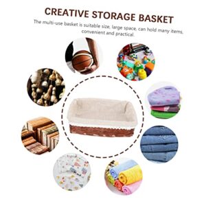 Zerodeko Storage Woven Basket Wicker Baskets Storage Baskets for Shelves Rectangular Wicker Basket Bathroom Baskets for Woven Rattan Storage Tray Garbage can Cotton Linen Toilet Paper