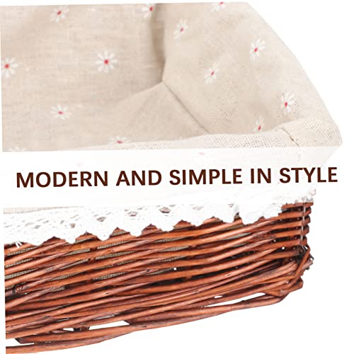 Zerodeko Storage Woven Basket Wicker Baskets Storage Baskets for Shelves Rectangular Wicker Basket Bathroom Baskets for Woven Rattan Storage Tray Garbage can Cotton Linen Toilet Paper