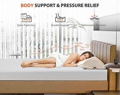 8 inch King Size Mattress, Gel Memory Foam King Mattress for a Cool Sleep & Pressure Relief, Medium Firm Mattress Pad King Size Mattresses, Bed in a Box, CertiPUR-US Certified & White (8 Inch, King)