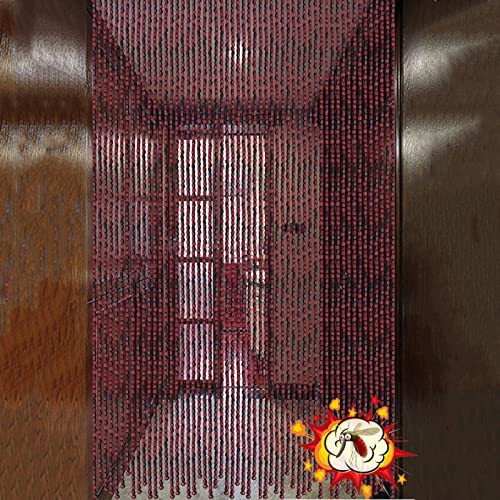 LEOSXA Wood Bamboo Beaded Curtain,Bamboo Beaded Curtain for Doorway,Partition Door Fly Beads Curtain,Wall Hanging Room Divider,Curtains Privacy Screen,for Home Doorways,Custom (120 Strand