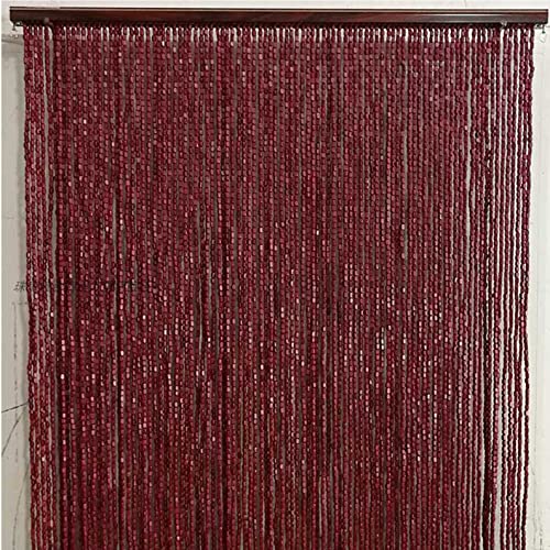 LEOSXA Wood Bamboo Beaded Curtain,Bamboo Beaded Curtain for Doorway,Partition Door Fly Beads Curtain,Wall Hanging Room Divider,Curtains Privacy Screen,for Home Doorways,Custom (120 Strand