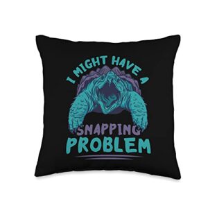 sea reptile animal snapping turtle lover problem sea animal reptile lover snapping turtle throw pillow, 16x16, multicolor