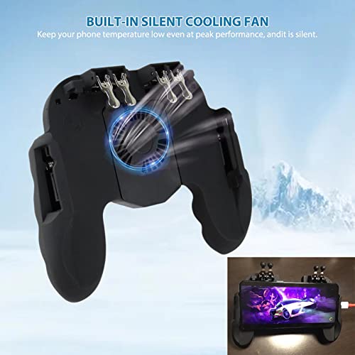 Mobile Game Controller with Cooling Fan/Phone Holder, Phone Gamepad For Tomoda L1R1 Mobile Triggers For 4.7”-6.5” iOS Android Phones